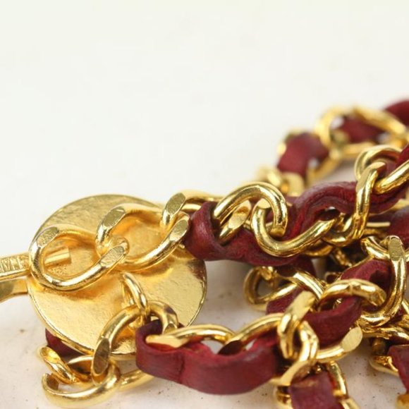 Chanel Red x Gold Interlaced CC Logo Triple Chain main image 2